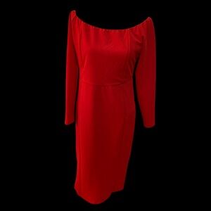 Bebe Back Zip Boatneck Red Dress 12